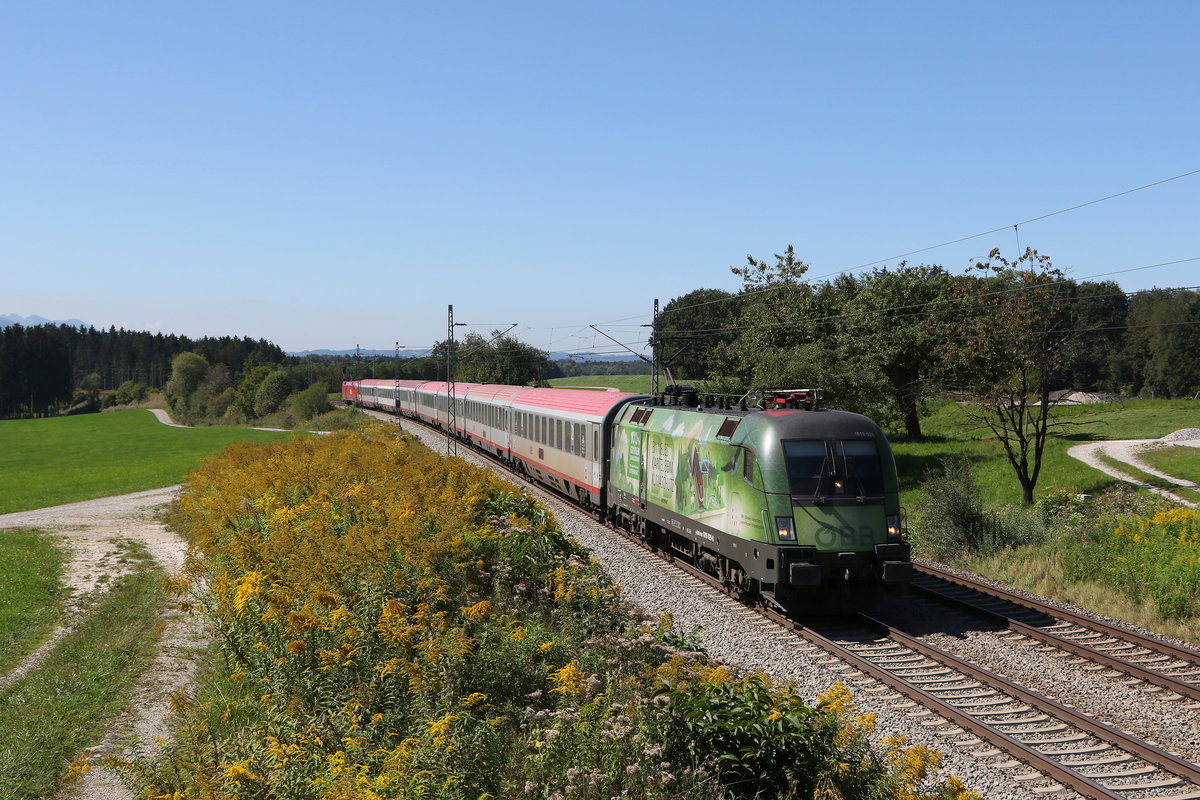1016 020 war am 9. September 2020 bei Grabenst�tt mit einem  EC  von M�nchen nach Klagenfurt unterwegs.