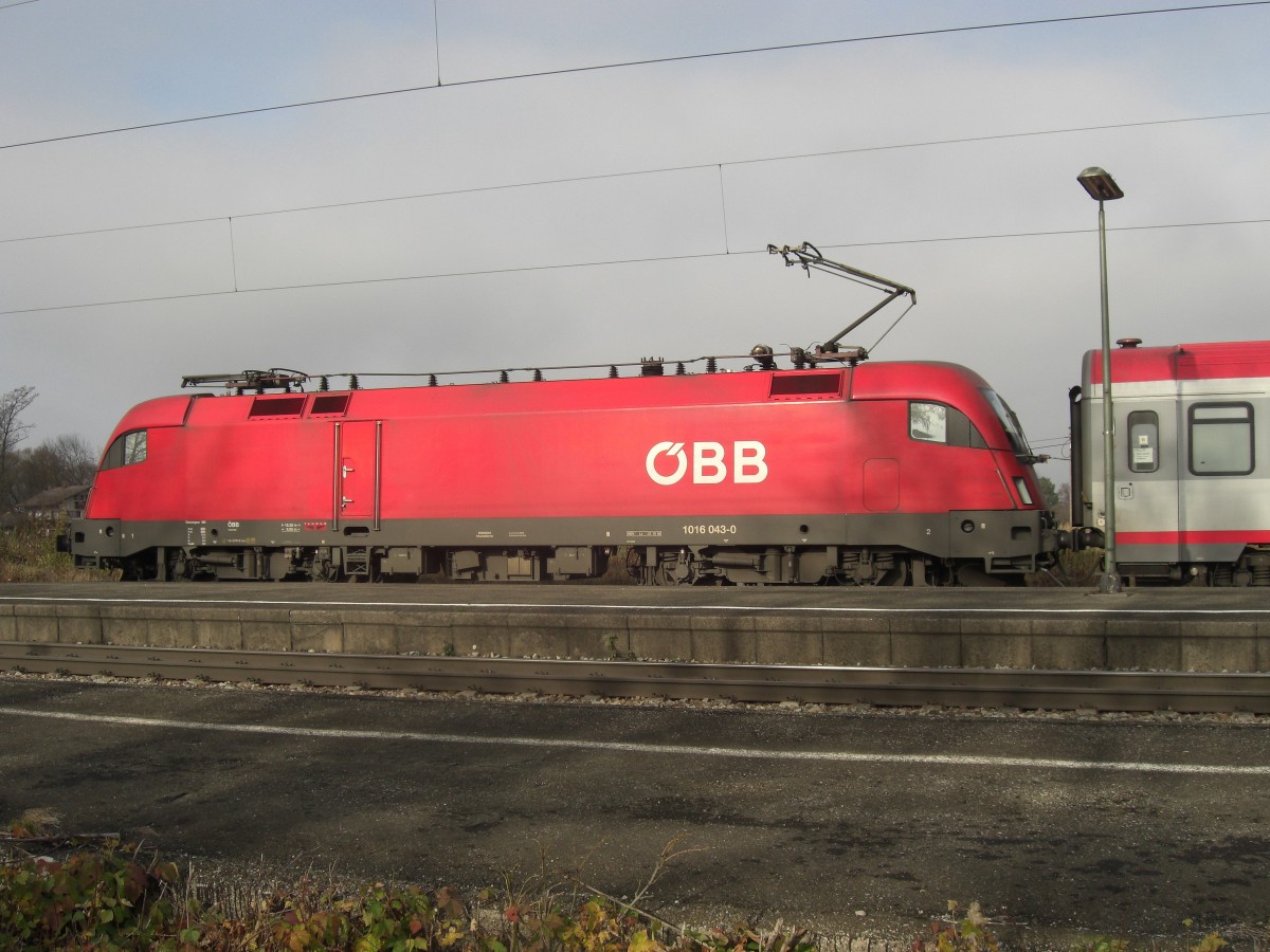 1016 043-0 stand am 16. November 2008 im Bahnhof von �bersee.