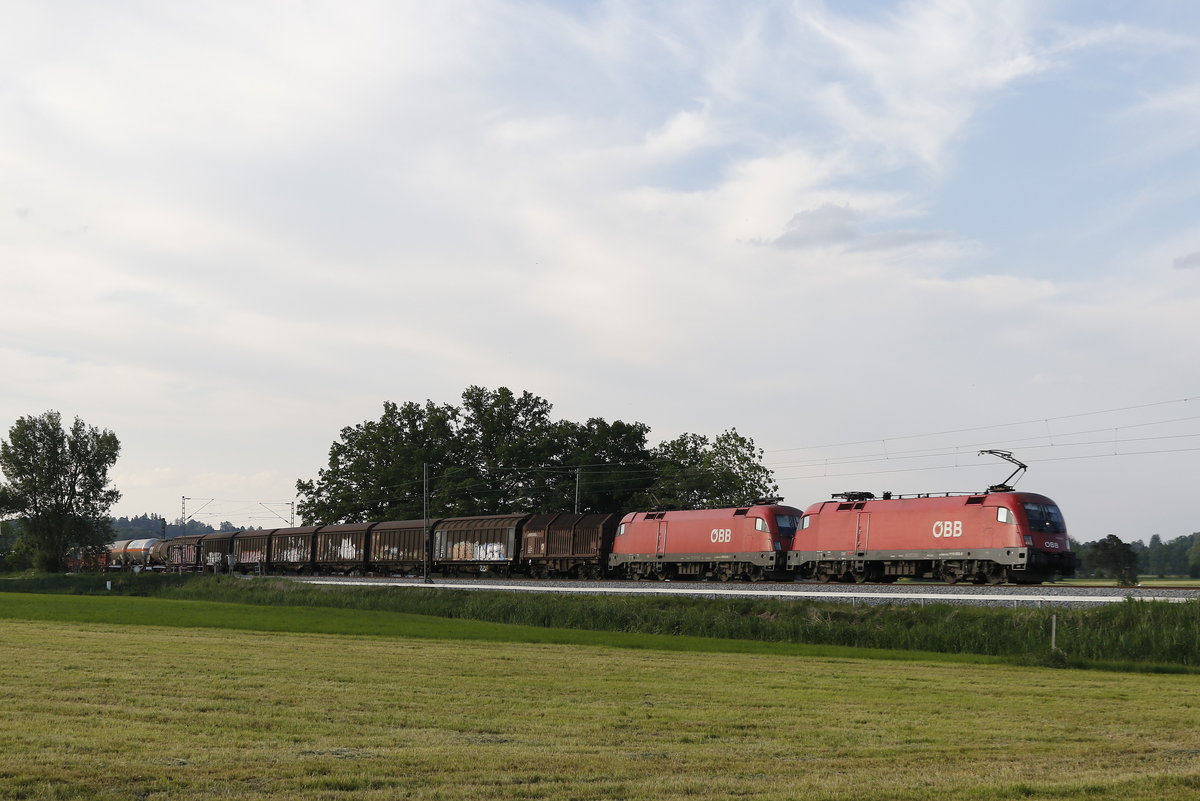 1116 053 und 1016 045 mit einem gemischten G�terzug am 8. Mai 2018 bei Weisham.
