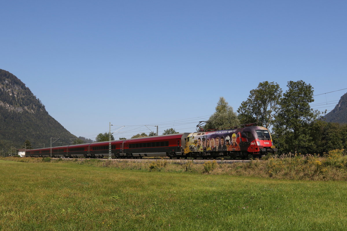 1116 153  �AMTC  war am 15. September 2020 mit einem Railjet bei Niederaufdorf in Richtung Innsbruck unterwegs.