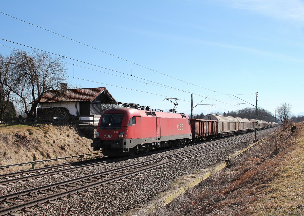 1116 155-1 war am 7. M�rz 2015 bei Hilperting in Richtung M�nchen unterwegs.