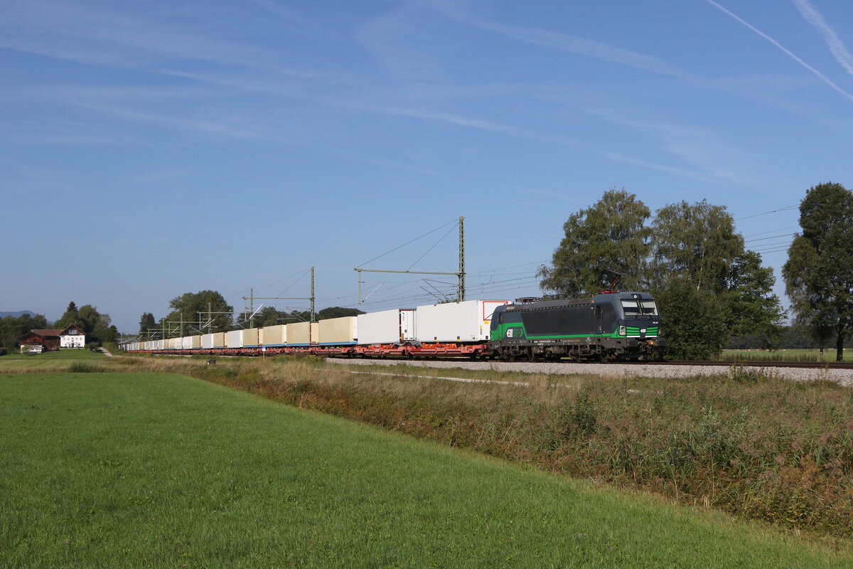 193 201 war mit einem  KLV  am 30. August 2022 bei �bersee in Richtung Salzburg unterwegs.