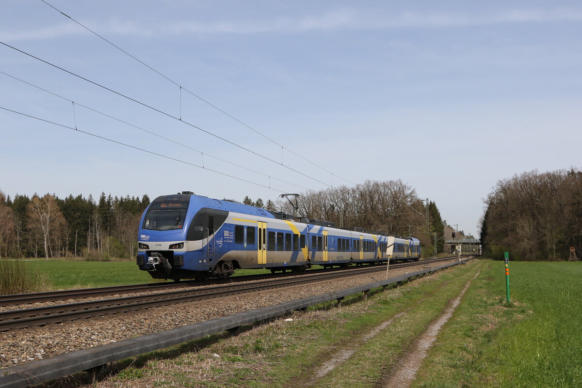 430 009 auf dem Weg nach Kufstein. Aufgenommen am 26. M�rz 2024 kurz vor Brannenburg.