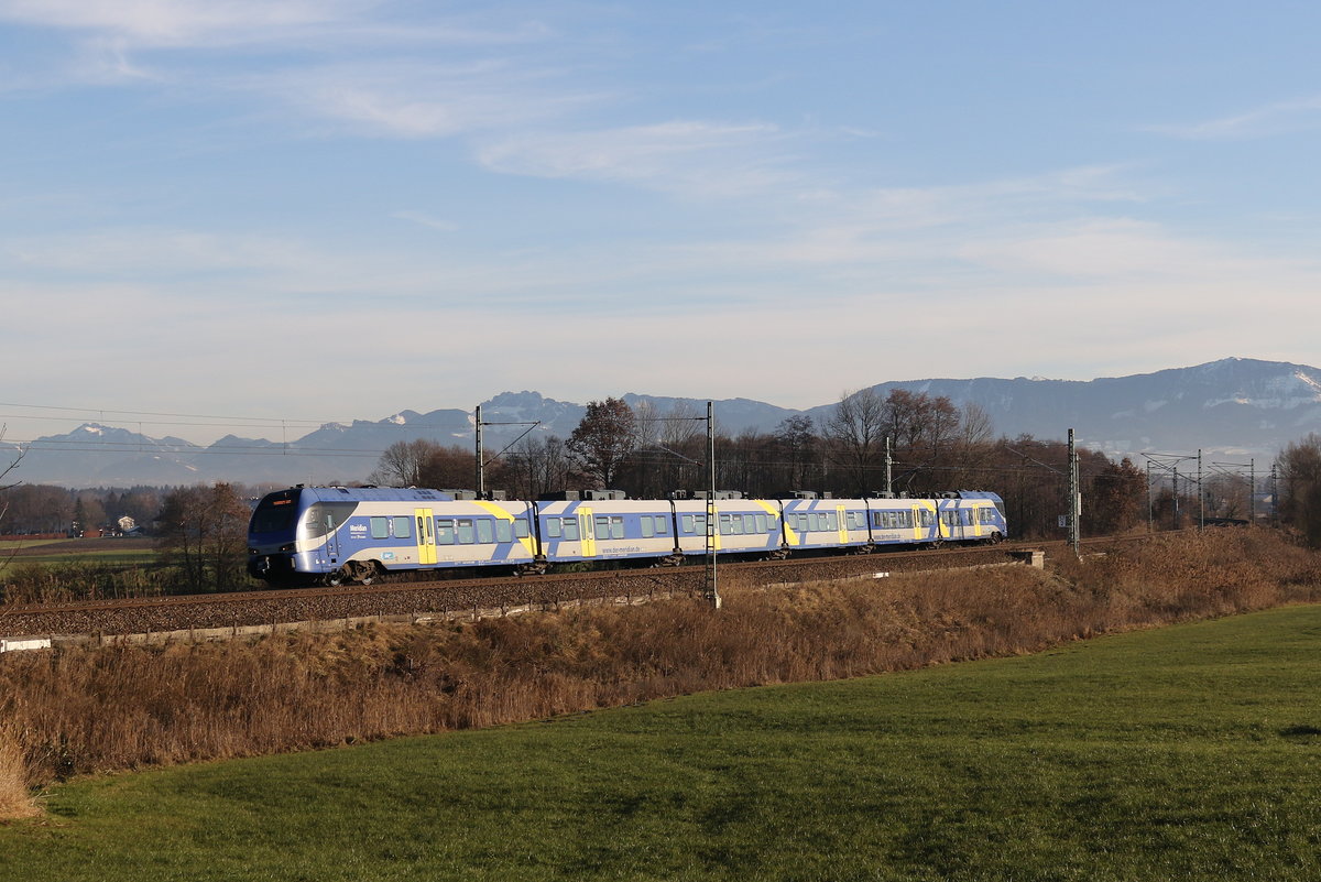 ET 3xx war am 6. Dezember 2019 bei Rann nach M�nchen unterwegs.