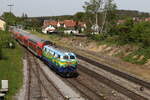 218 443 bei der Ausfahrt aus Maxh�tte-Haidhof in Richtung Regensburg am 1.