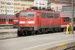 111 071-7 im Aussenbereich des M�nchner Hauptbahnhofes am 25.