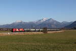 2159 264 von  Transflex  war am 18. M�rz 2025 mit einem Kesselwagen bei Bernau am Chiemsee in Richtung M�nchen unterwegs.