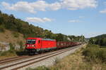 187 210 mit einem gemischten G�terzug am 9.