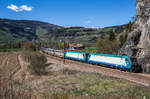 UNSER 6000. Bild zeigt die beiden italienischen 412 006 und 412 020 mit einem KLV s�dw�rts fahrend am 8. April 2017 bei Sterzing.
