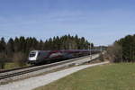 1116 249 mit dem  Ski-WM-Railjet  am 21. M�rz 2019 aus Salzburg kommend bei Grabenst�tt.
