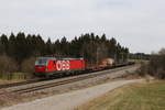 1293 181 war mit einem kurzen  Mischer  bei Grabenst�tt im Chiemgau in Richtung Rosenheim unterwegs.